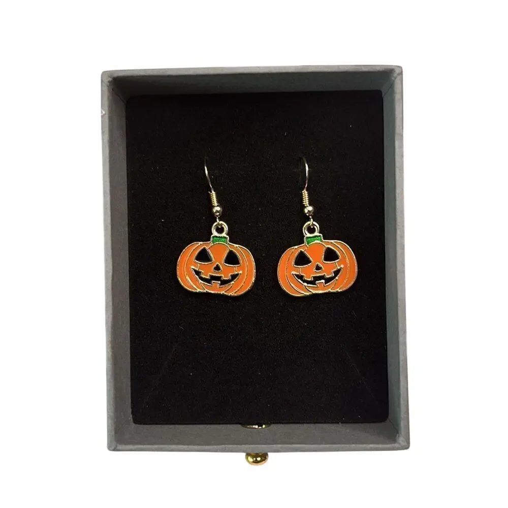 NWT Jack O Lantern Dangle Earrings Halloween Pumpkin Jewelry - Picture 1 of 4